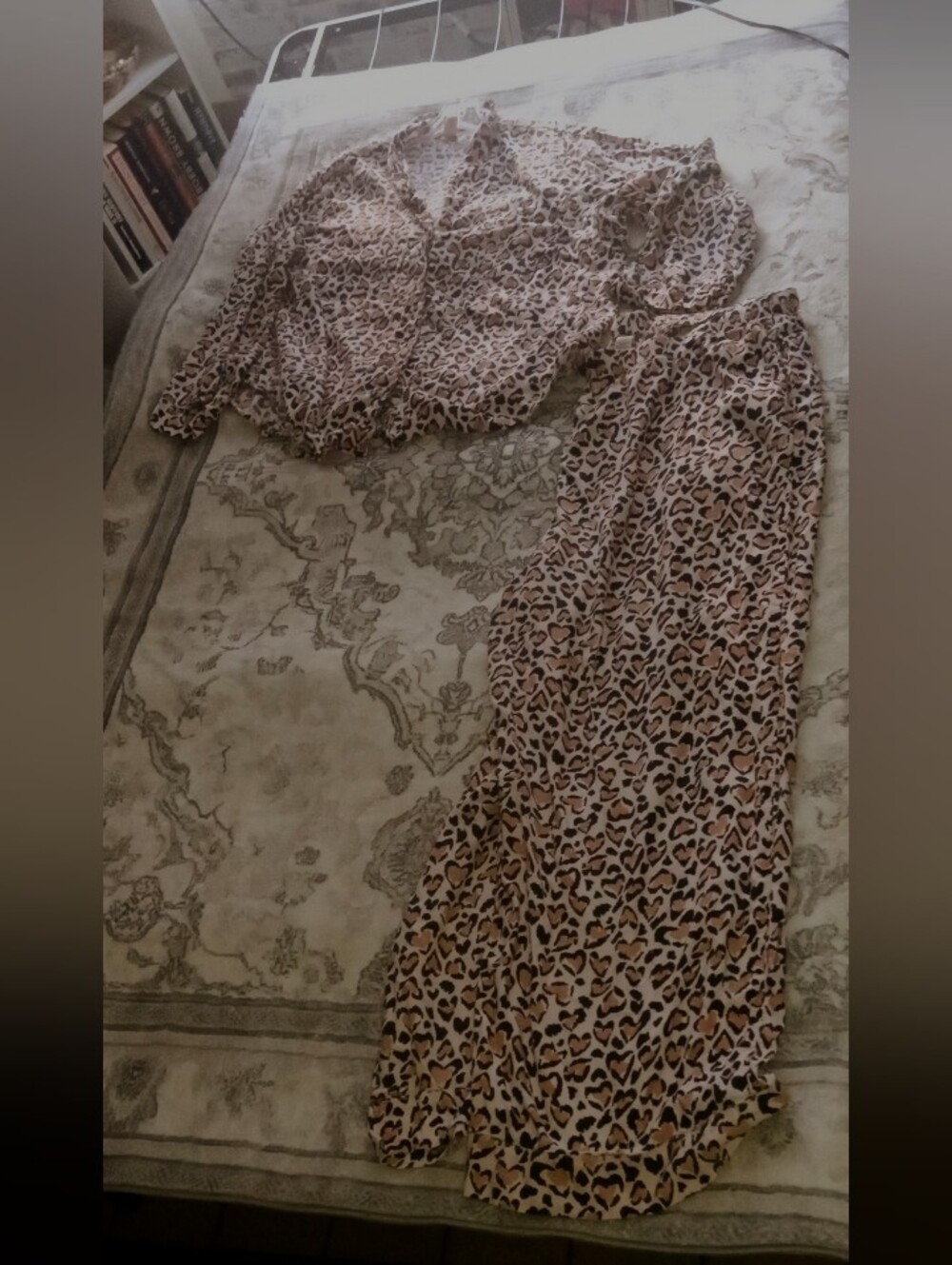 Victoria's Secret Leopard-Pajama Set Set in Taupe, Black, Brown XL